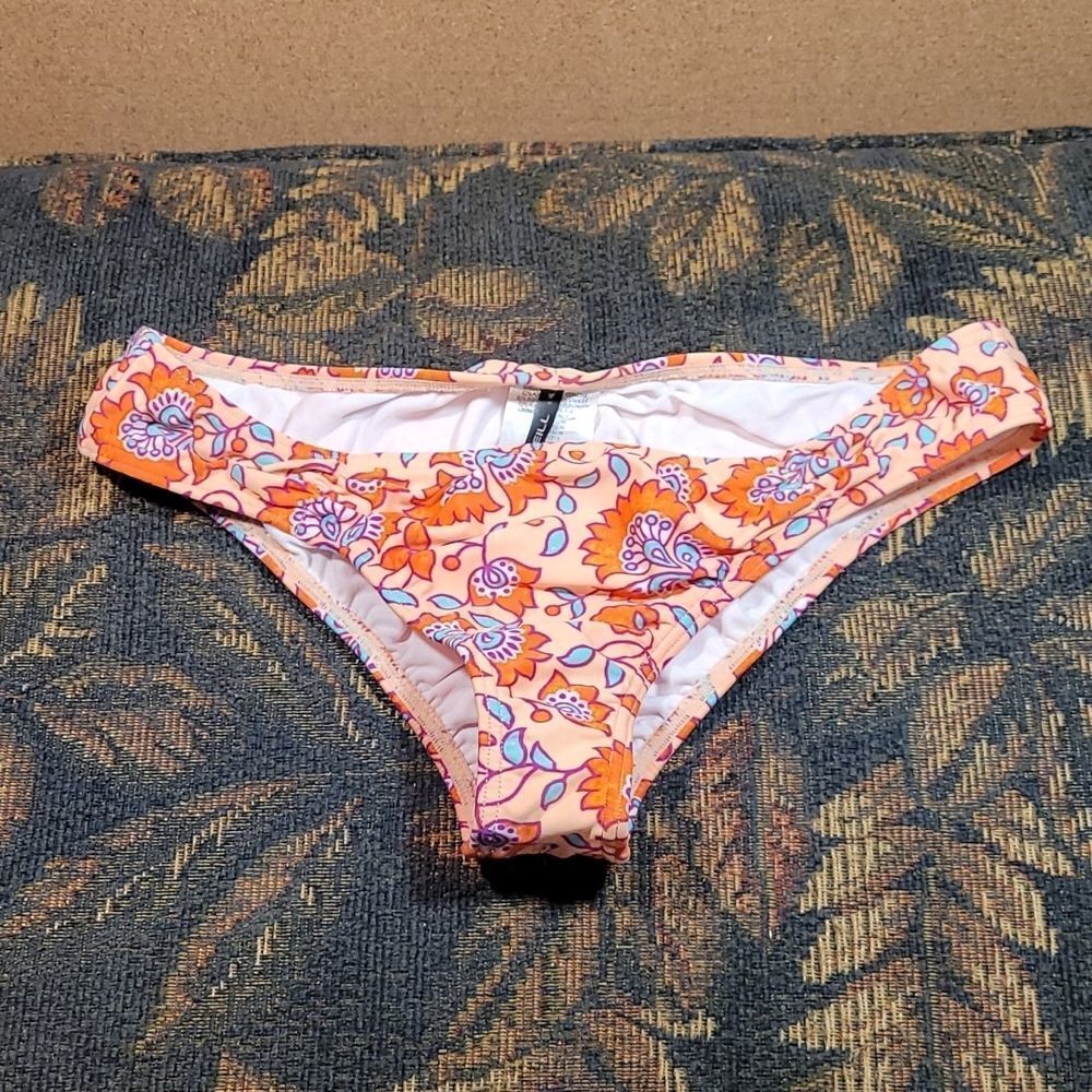 O'Neill Light Orange Bikini Bottoms with Floral Design- SIze Large Juniors